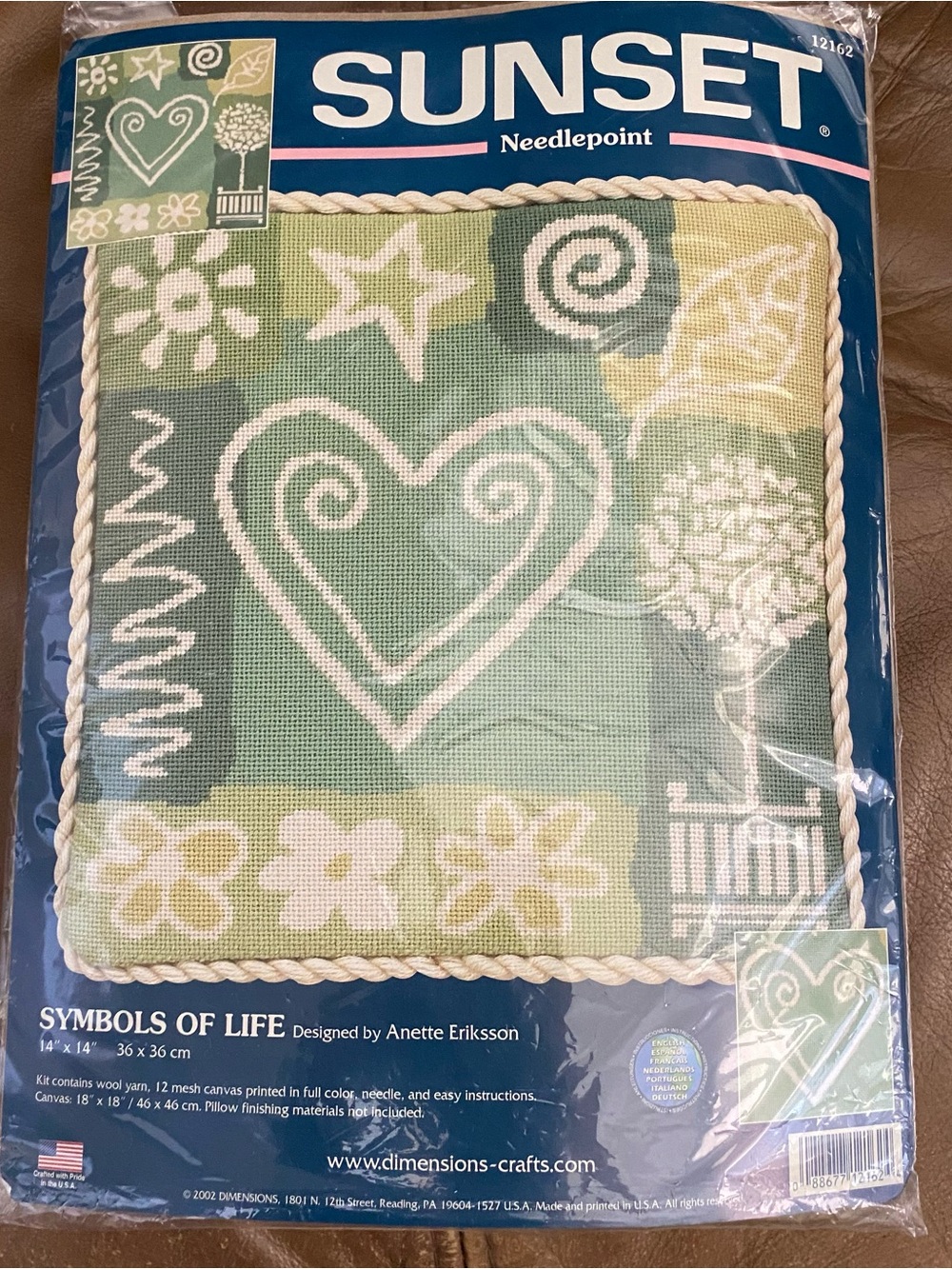 Vintage Sunset Needlepoint Kit Symbols Of Life by Anette Ericksson USA Cottage